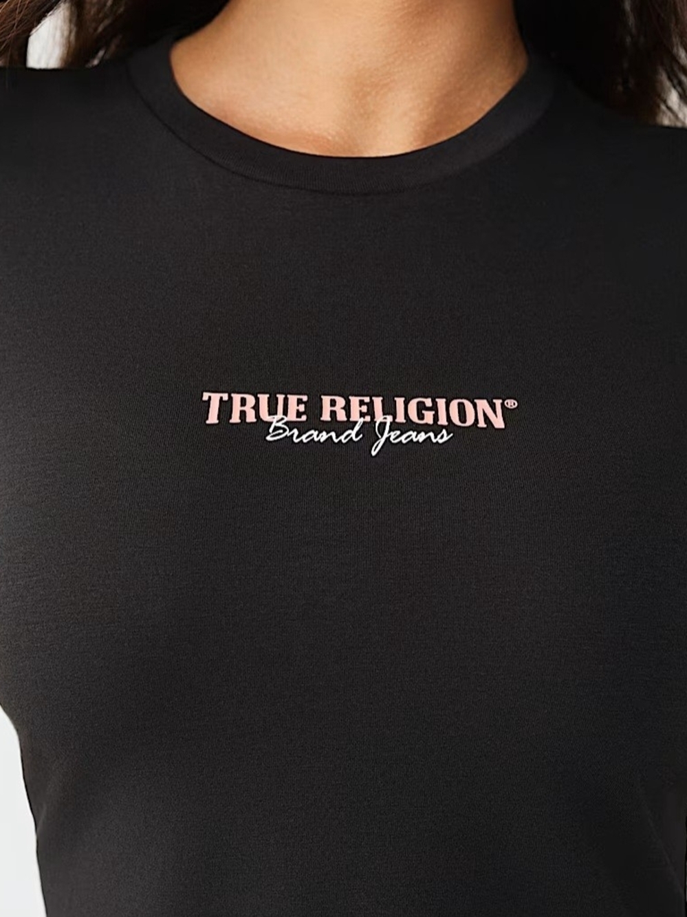 True Religion Horseshoe Rhinestone Wing Crewneck T-shirt Jet Black size XL NWT - Picture 9 of 9